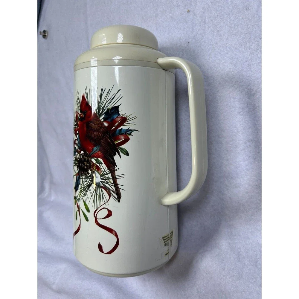 Lenox Winter Christmas Holiday Greetings Red Cardinal Coffee Carafe Thermos